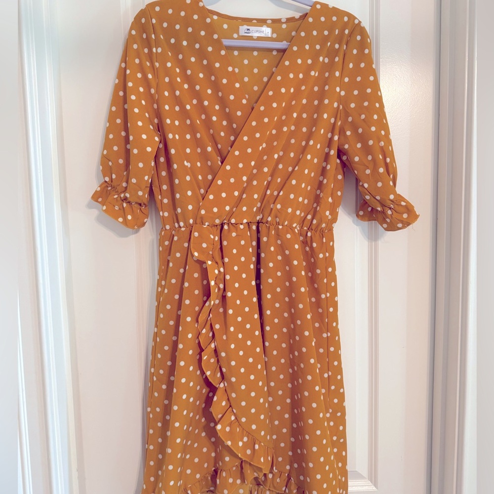 Cupshe Gold Puff Sleeve Midi Sundress